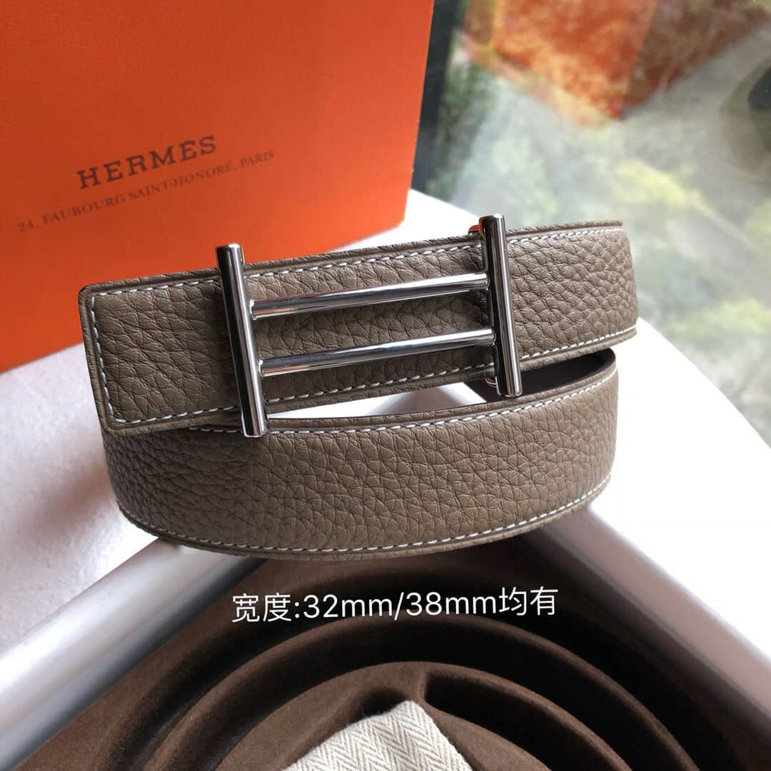 Hermes爱马仕 金色银色新款金属挂扣搭配双面头层原版皮腰带32mm/38mm 
