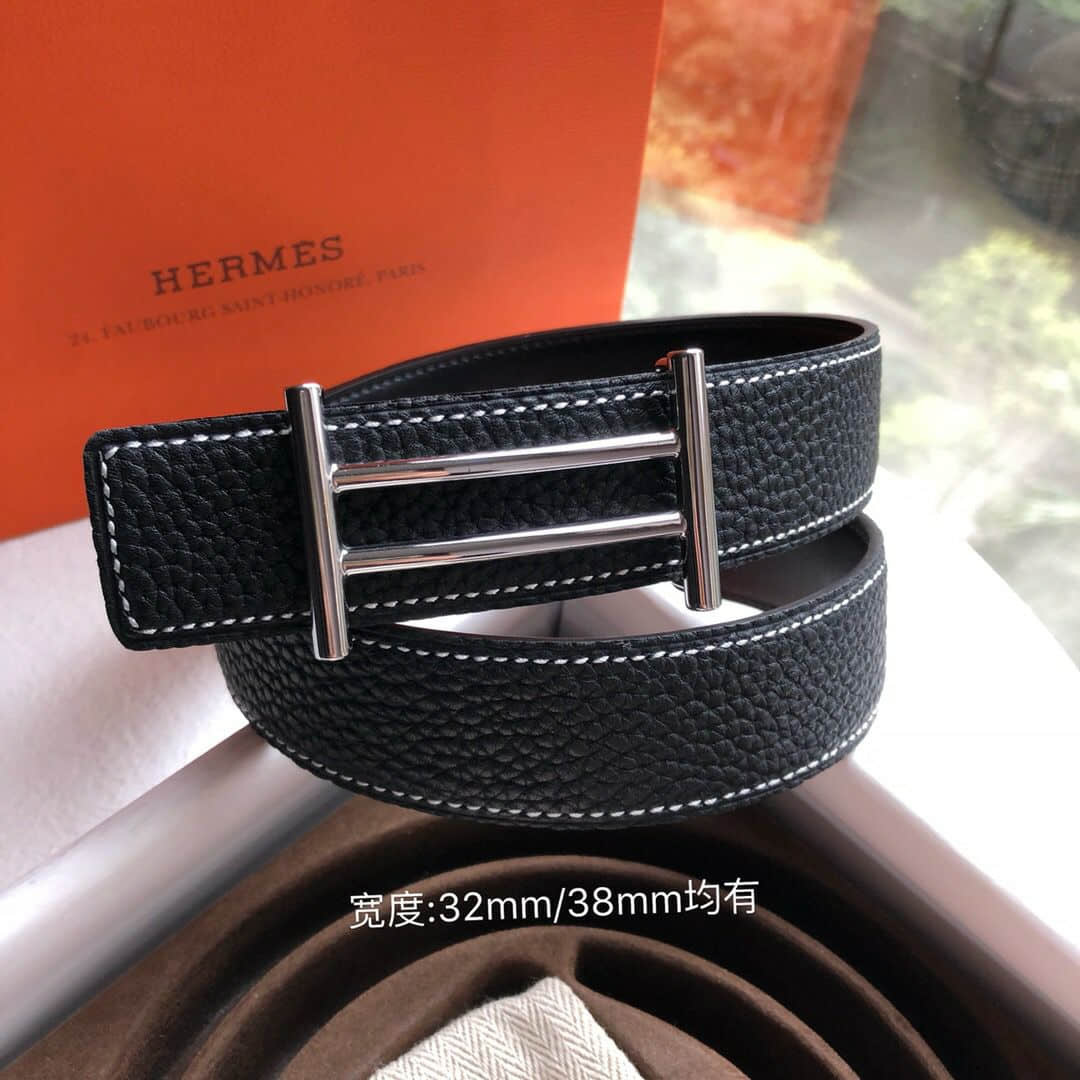 Hermes爱马仕 金色银色新款金属挂扣搭配双面头层原版皮腰带32mm/38mm