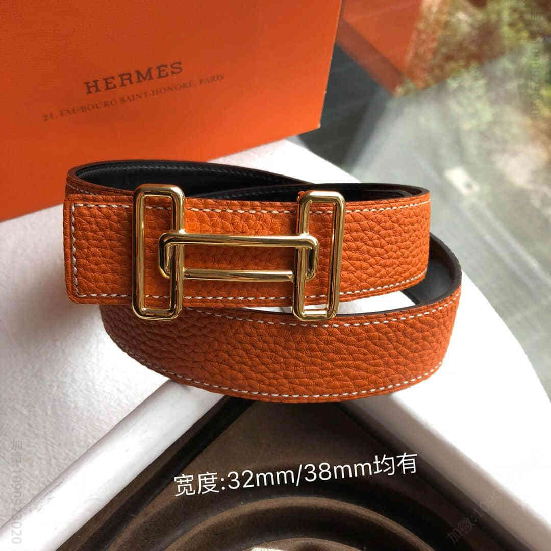 Hermes爱马仕 金色银色新款金属挂扣搭配双面头层原版皮腰带32mm/38mm