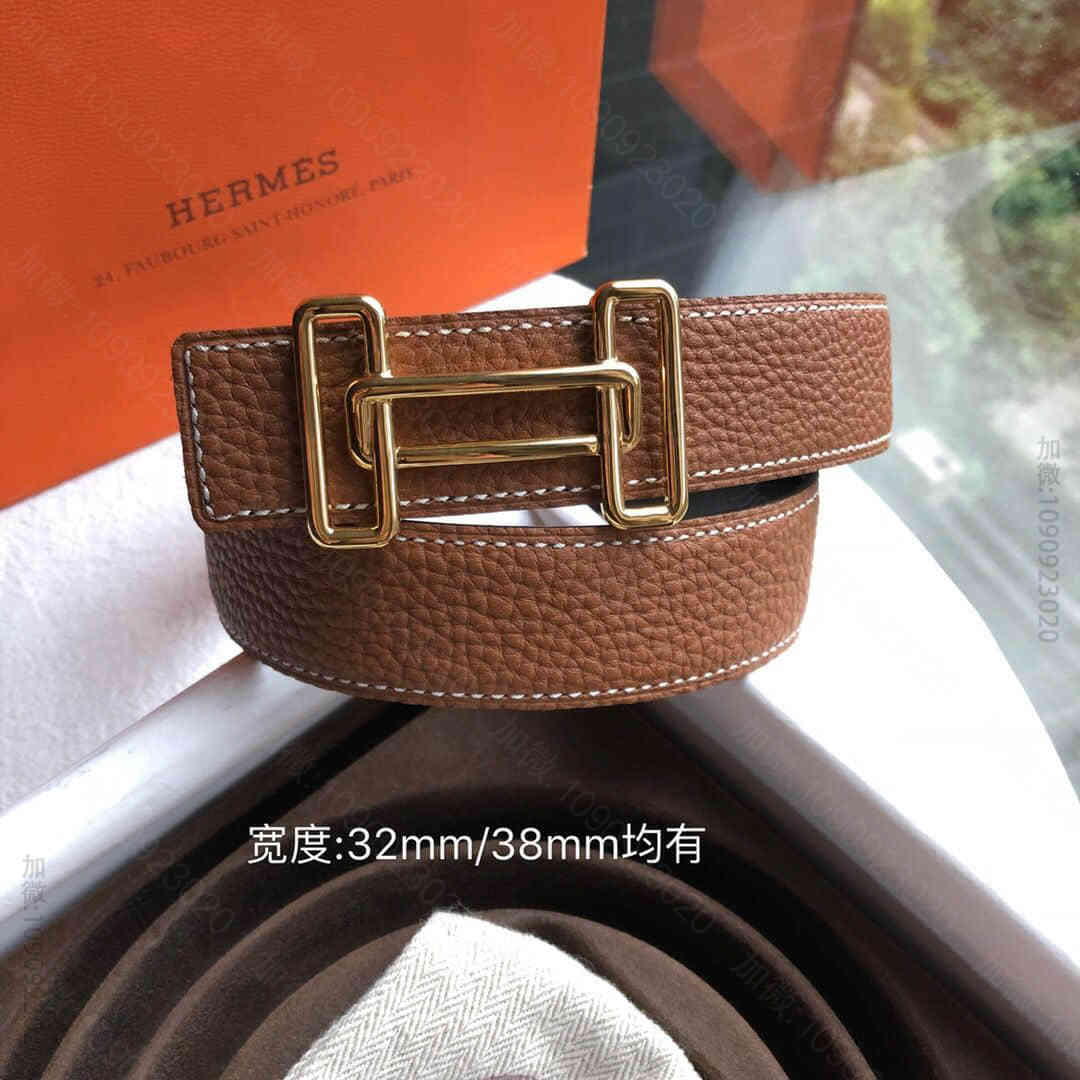 Hermes爱马仕 金色银色新款金属挂扣搭配双面头层原版皮腰带32mm/38...