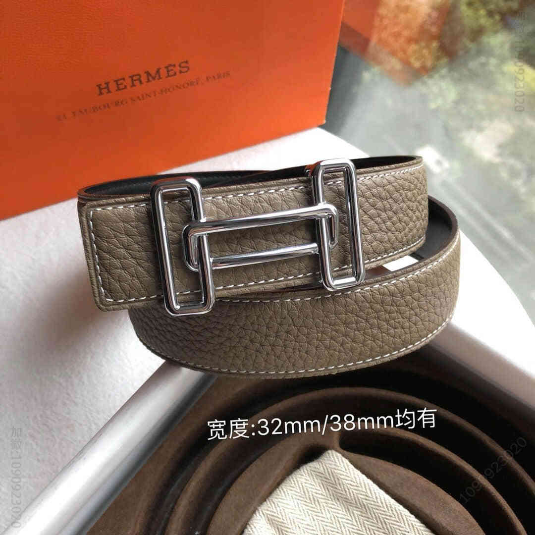 Hermes爱马仕 金色银色新款金属挂扣搭配双面头层原版皮腰带32mm/38mm