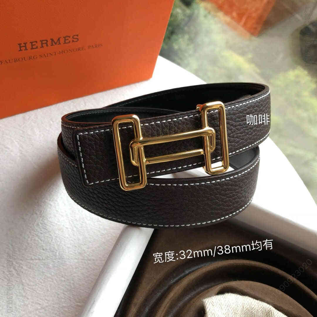 Hermes爱马仕 金色银色新款金属挂扣搭配双面头层原版皮腰带32mm/38mm