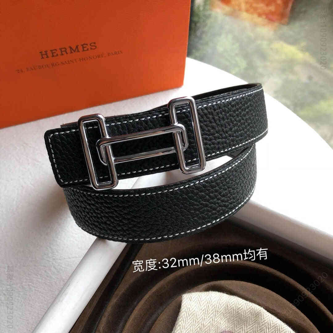 Hermes爱马仕 金色银色新款金属挂扣搭配双面头层原版皮腰带32mm/38mm