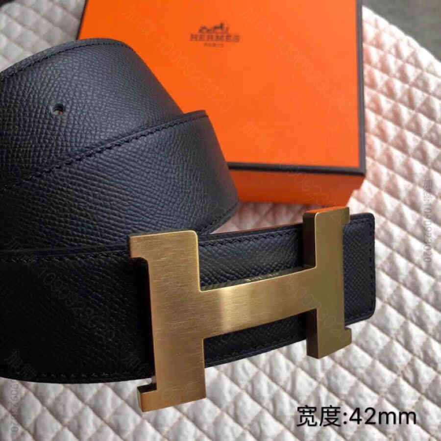 Hermes爱马仕 金色银色焊点金属扣男款腰带42mm