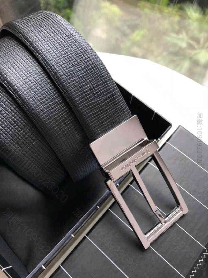 ErmenegildoZegna—原单精致旋转针式金属扣男士3.5CM腰带