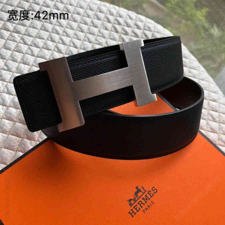 Hermes爱马仕 金色银色焊点金属扣男款腰带42mm