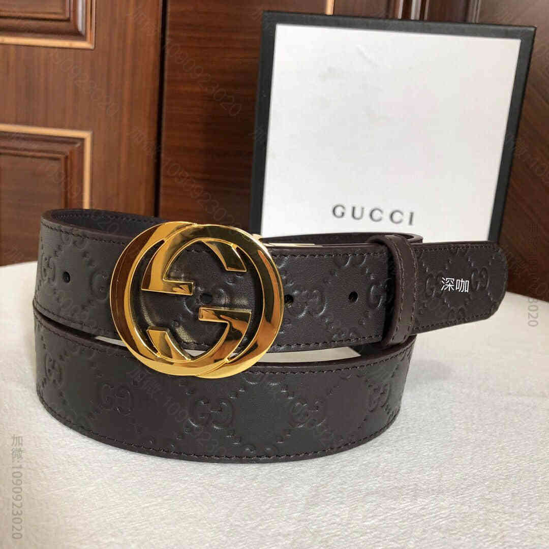双G旋转金属扣logo压纹皮带36mm