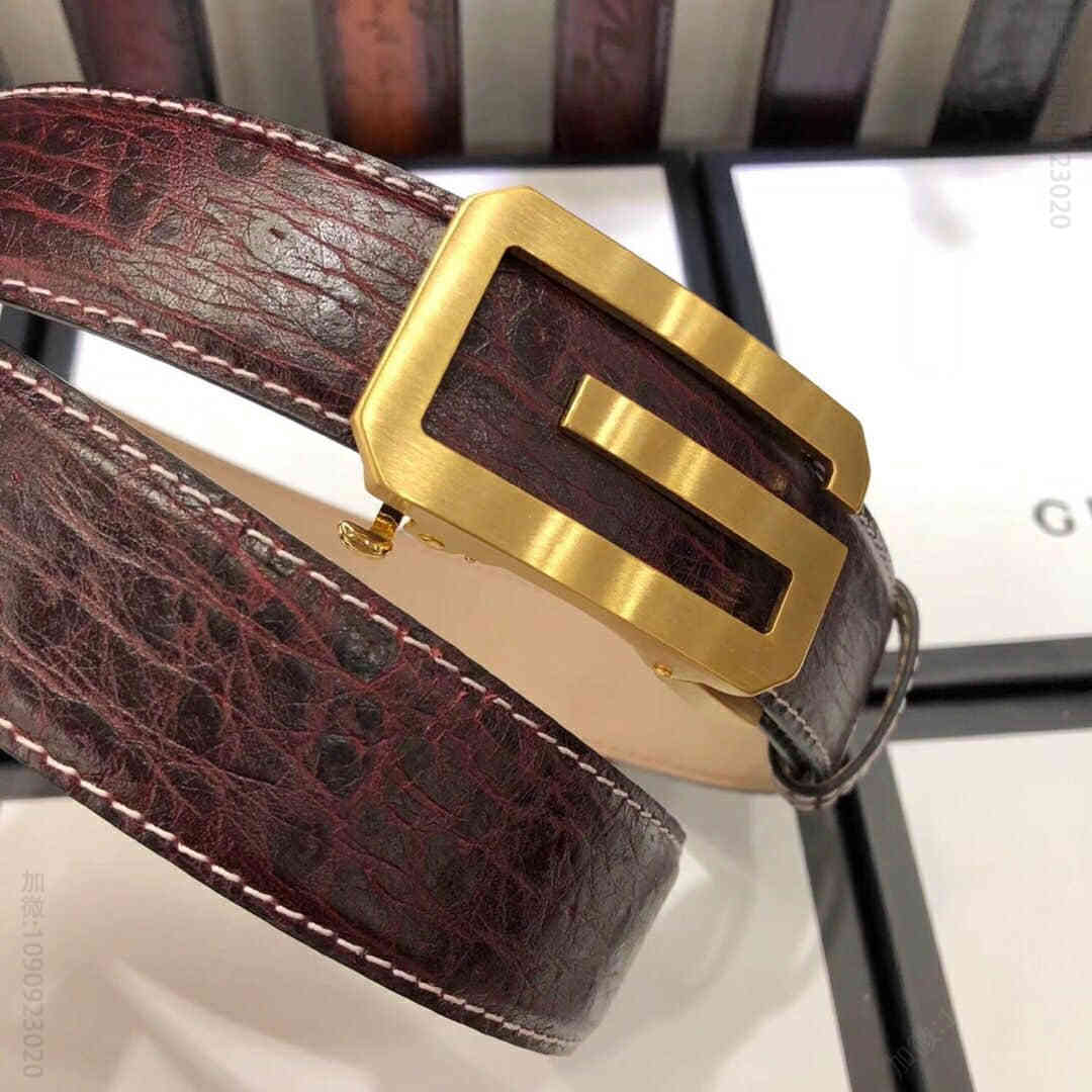 o精致自动扣男士头层牛皮腰带3.5CM