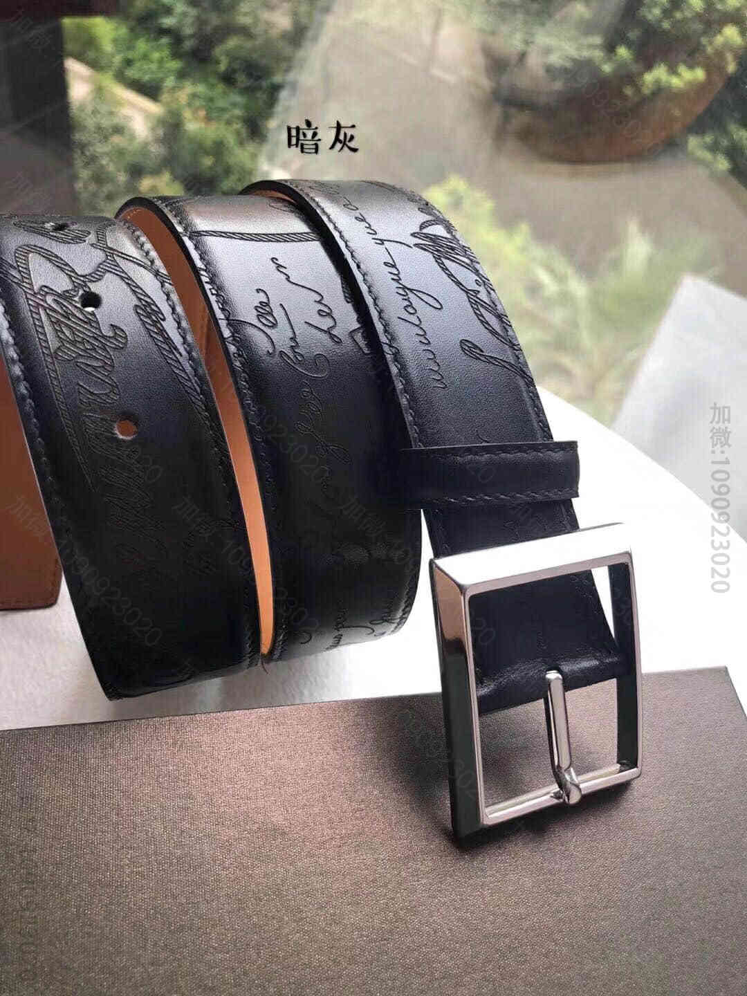 Berluti伯鲁提(又译:伯尔鲁帝)精钢针式金属扣男士35mm腰带