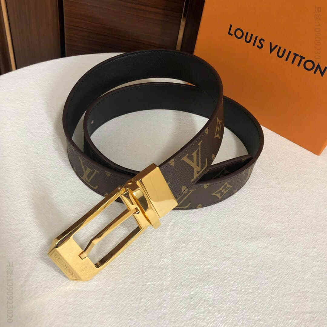 LOUIS VUITTON路易威登 经典棋盘格/老花头层牛皮底男士腰带 奢品LV腰带 M50311