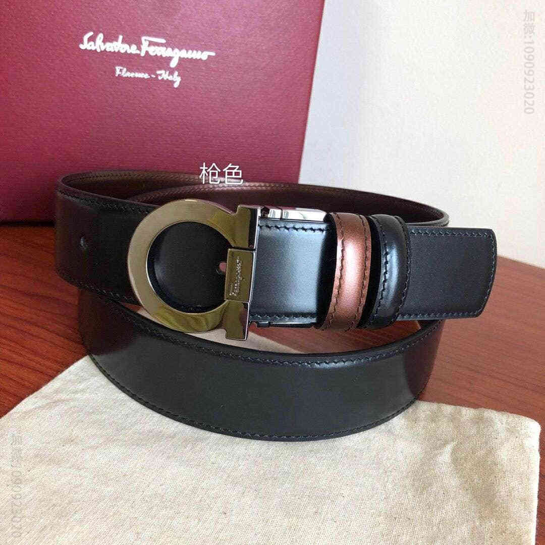 SalvatoreFerragamo菲拉格慕男士3.5CM专柜新款旋转金属扣男士腰带