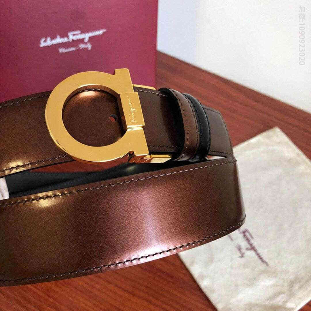 SalvatoreFerragamo菲拉格慕男士3.5CM专柜新款旋转金属扣男士腰带