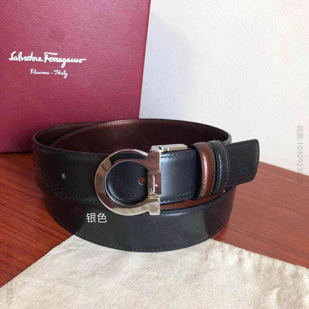 SalvatoreFerragamo菲拉格慕男士3.5CM专柜新款旋转金属扣...