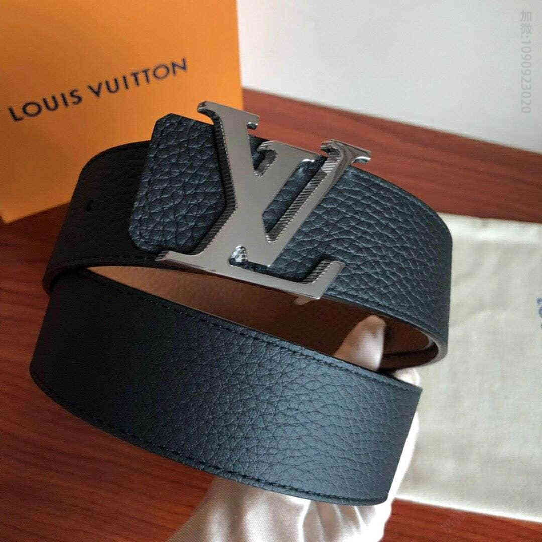 LV Tilt 新款字母条纹斜边金属挂扣双面腰带海军蓝[/啤酒]红，经典黑/土黄40MM 