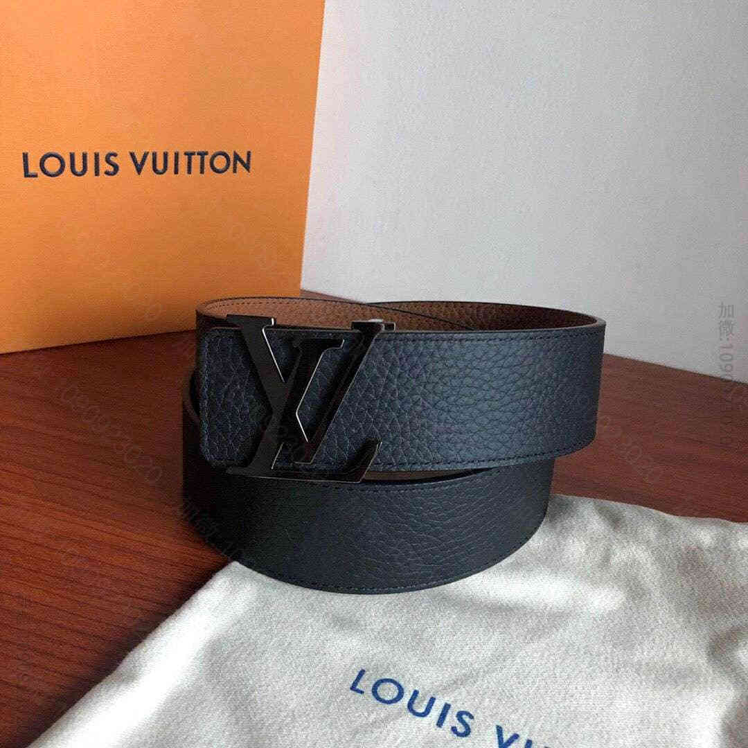 LOUIS VUITTON路易威登专柜挂扣款双面荔枝荔枝黑色/土黄男士腰带