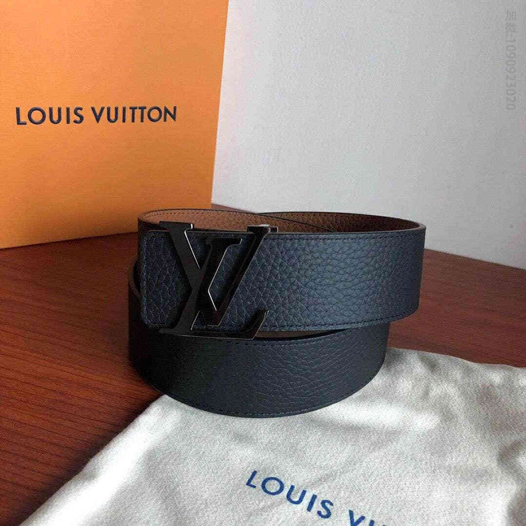 LOUIS VUITTON路易威登专柜挂扣款双面荔枝荔枝黑色/土黄男士腰带
