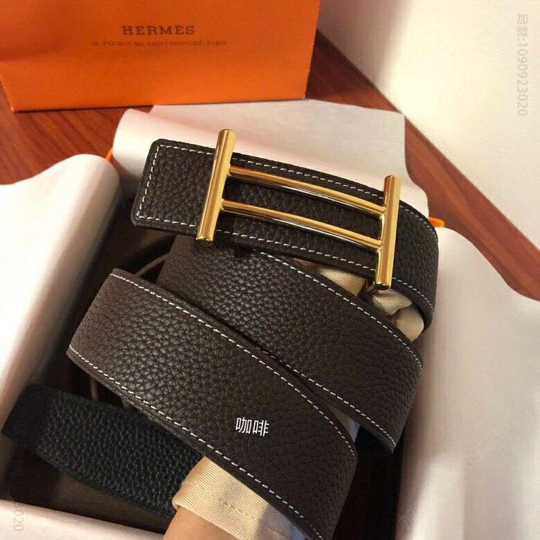 Hermes男款3.8CM精钢原版扣头搭配双面荔枝原版腰带