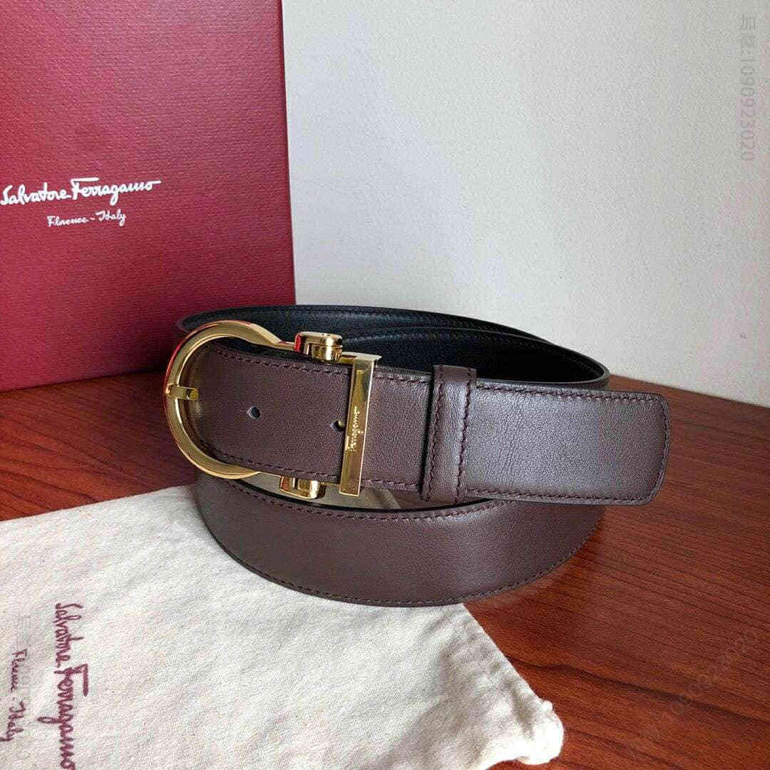 SalvatoreFerragamo菲拉格慕精致针式五金男士3.5cm腰带