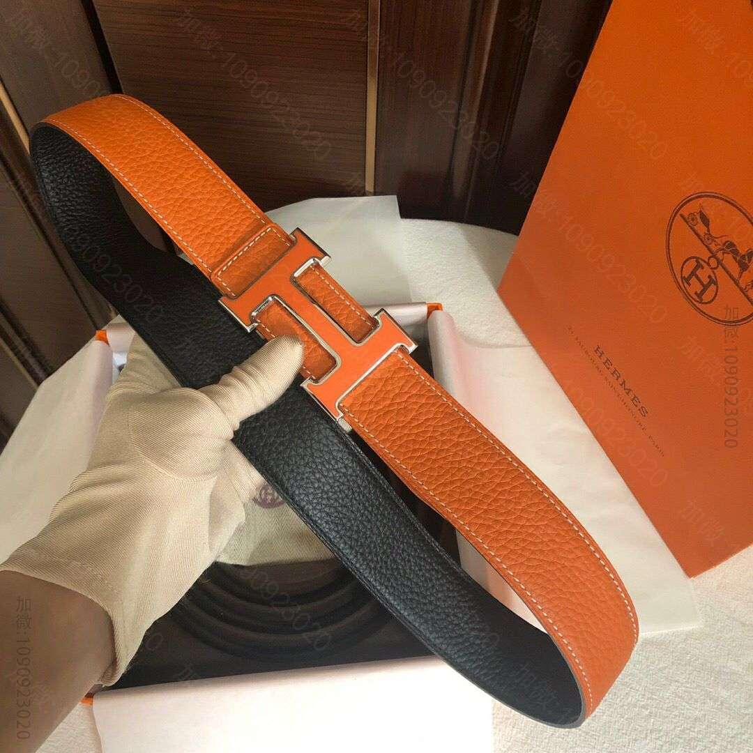 Hermes爱马仕精钢法郎扣搭配双面荔枝原版腰带男女款3.8cm