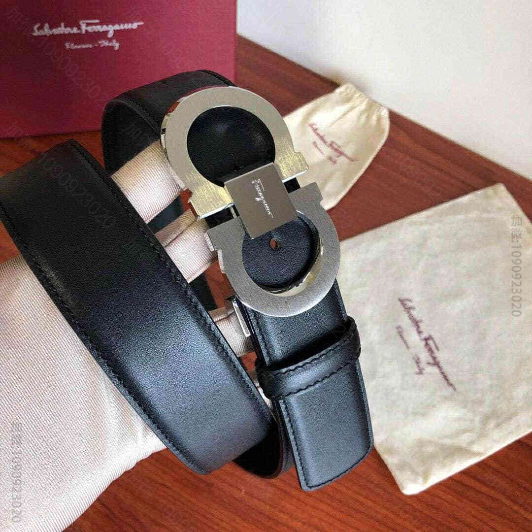 SalvatoreFerragamo菲拉格慕精钢斜切面双圈金属夹扣男士3.5...