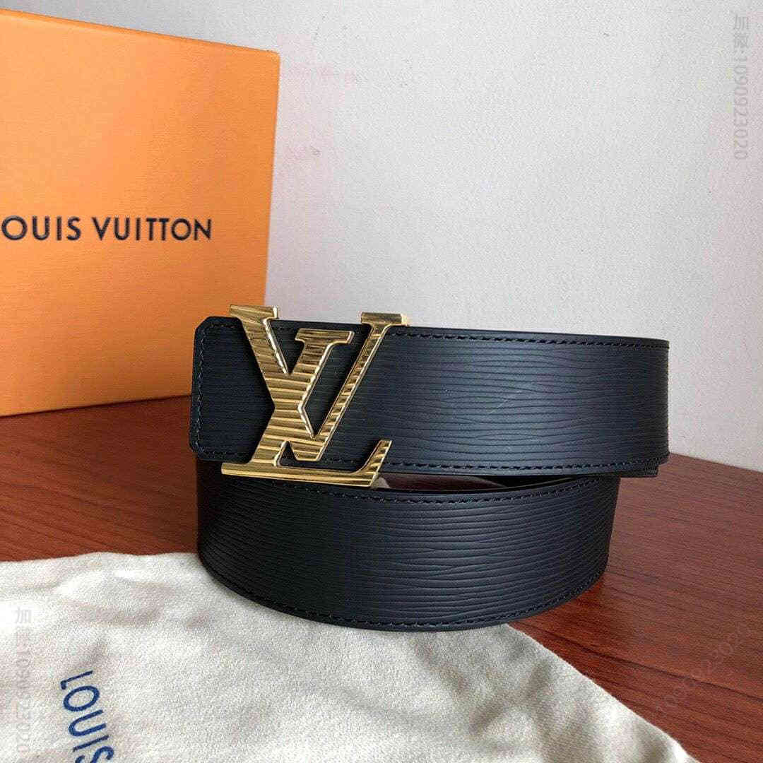 Louis Vuitton路易威登 LV Initiales. 40mm黑色水波纹腰带