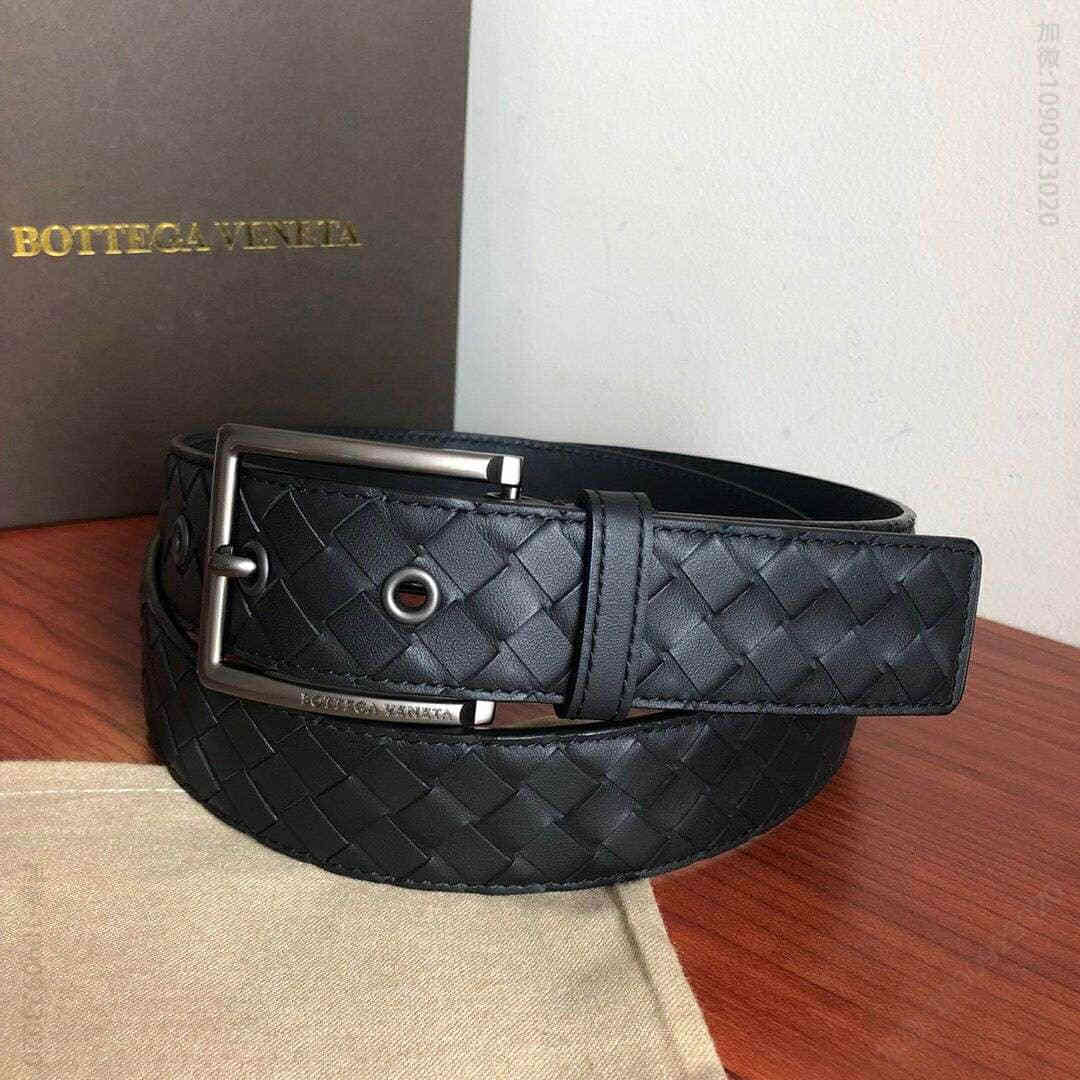 葆蝶家Bottega.Veneta头层牛皮编织工艺完全手工制成的3.5cm腰带
