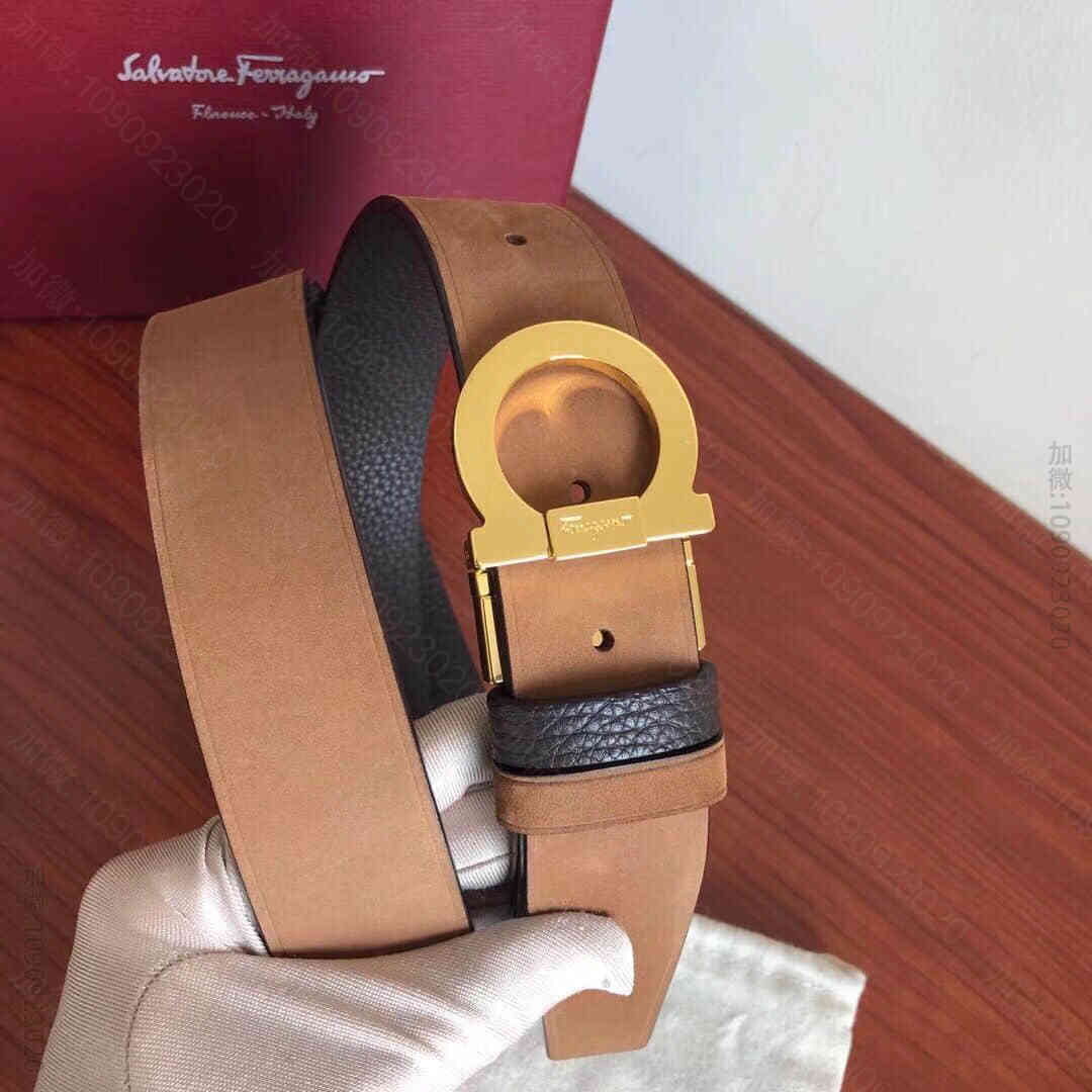 SalvatoreFerragamo菲拉格慕男士3.5cm专柜旋转金属夹扣，...