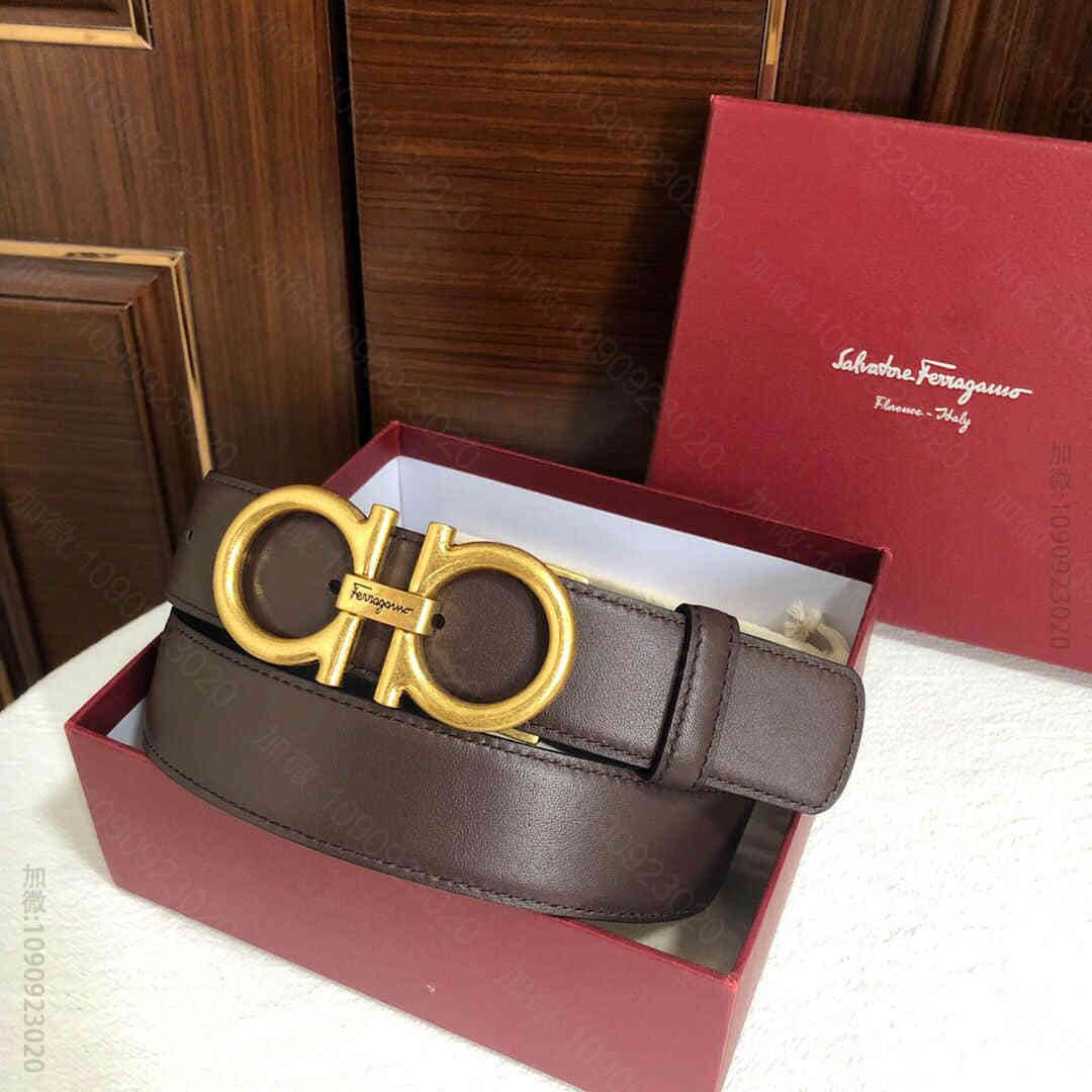 Ferragamo菲拉格慕男款Vintage复古双圈金属扣，进口双面头层牛皮腰带35mm。