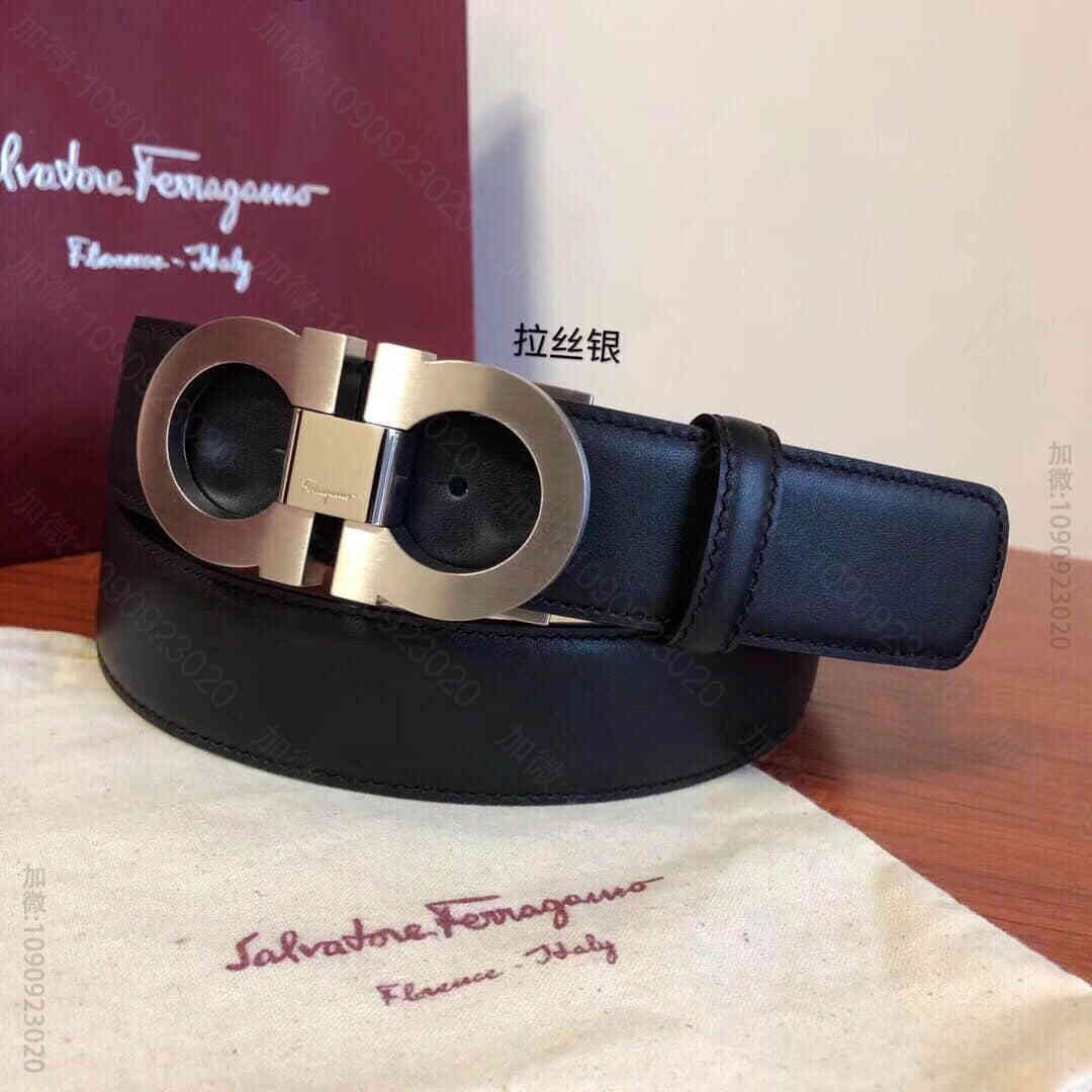 菲拉格慕男士牛皮黑色黑棕色双面可用经典永恒专柜版型板扣腰带3.5cm