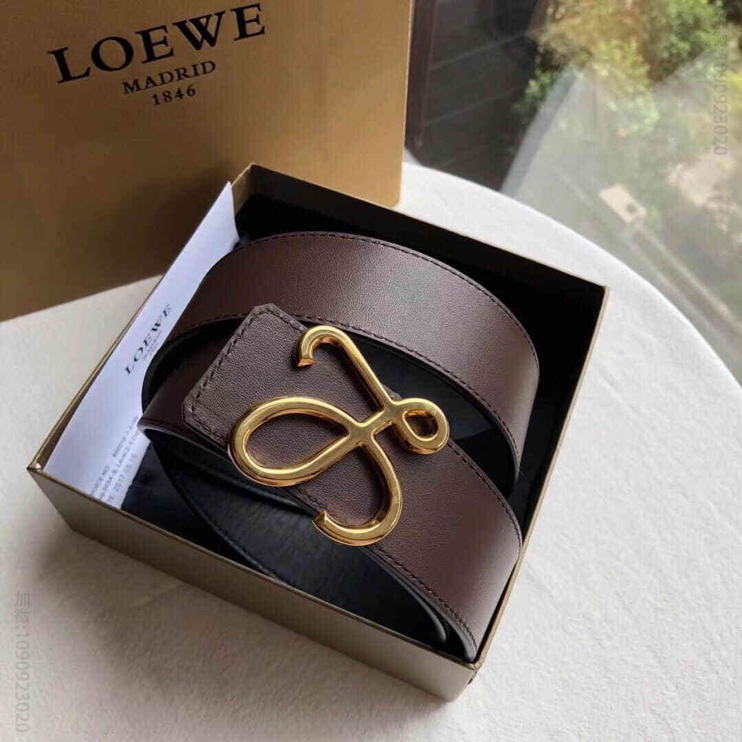 LOEWE罗意威 精钢材质标志金属挂扣，搭配进口牛皮可双面外用腰带3.8CM