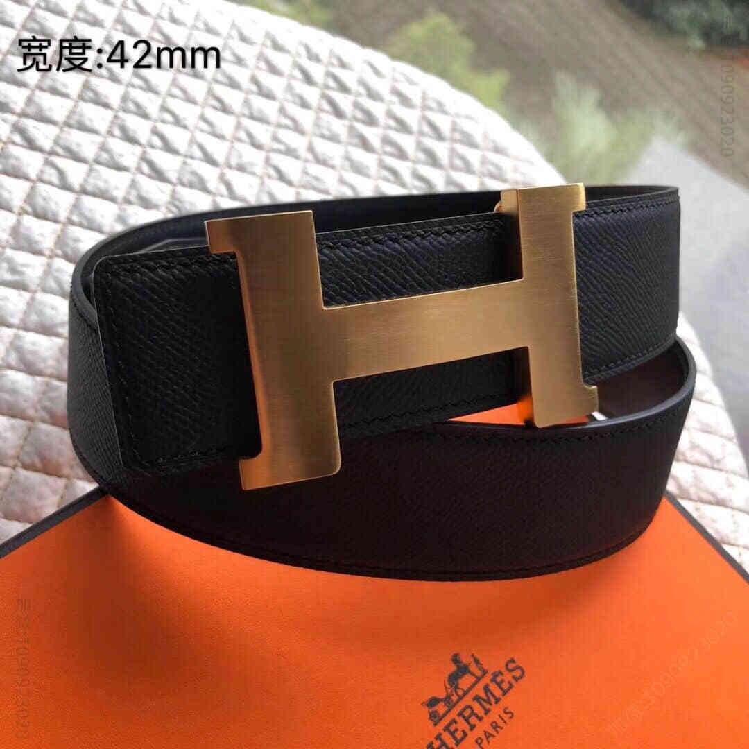 Hermes爱马仕 金色银色焊点金属扣男款腰带42mm