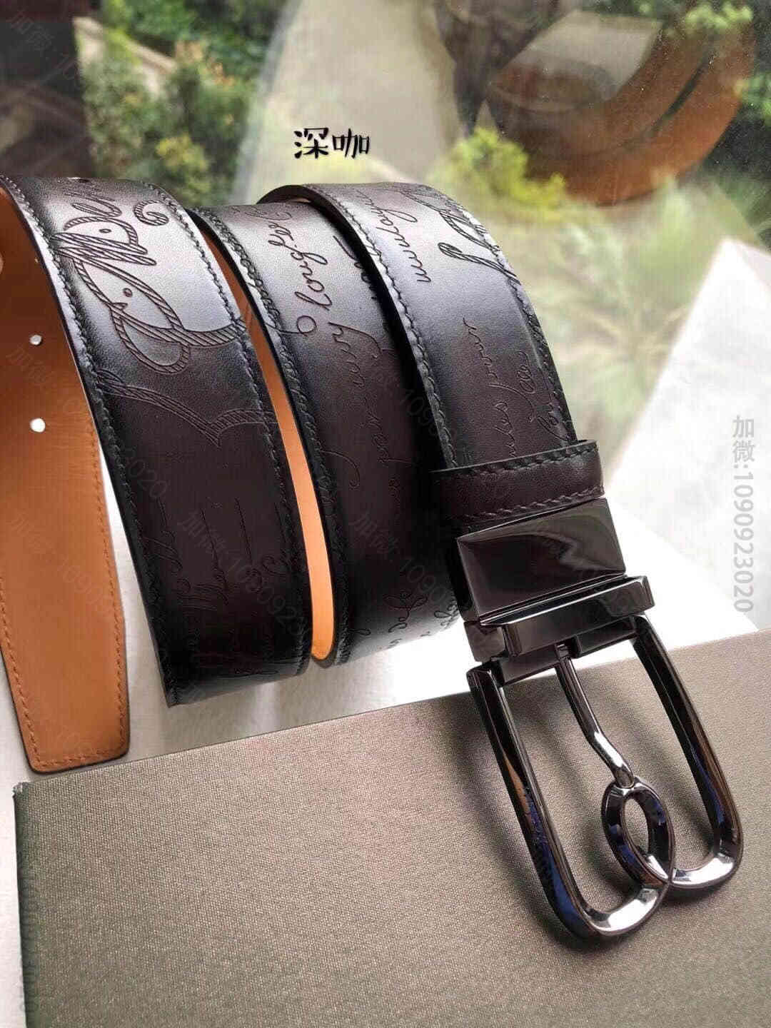 Berluti伯鲁提(又译:伯尔鲁帝)精钢旋转针式金属扣35mm腰带