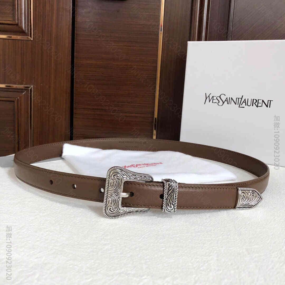 Ysl/圣罗兰 复古精工雕花金属扣2.0cm女款腰带