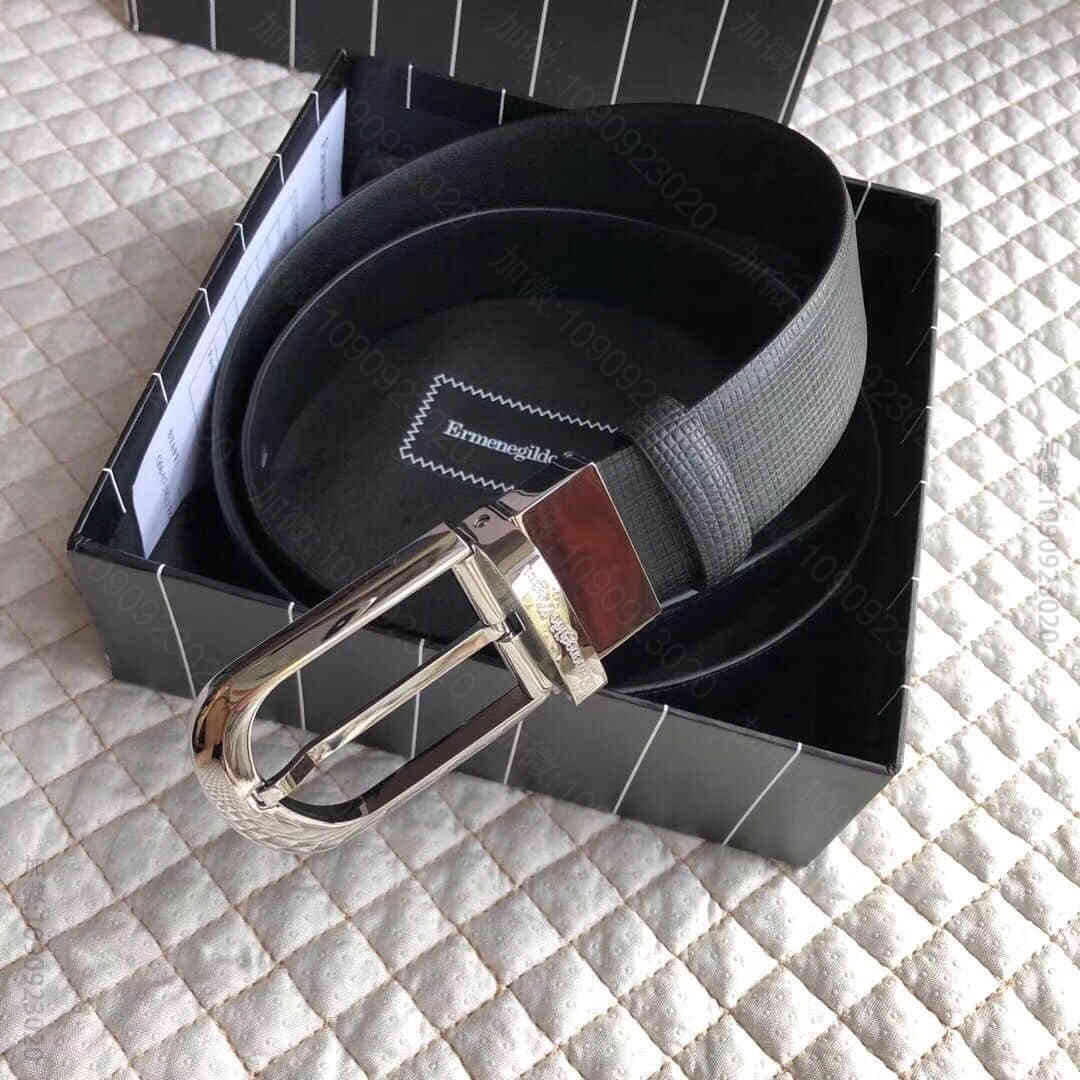 ErmenegildoZegna—原单精致旋转针式金属扣进口牛皮男士3.5c...