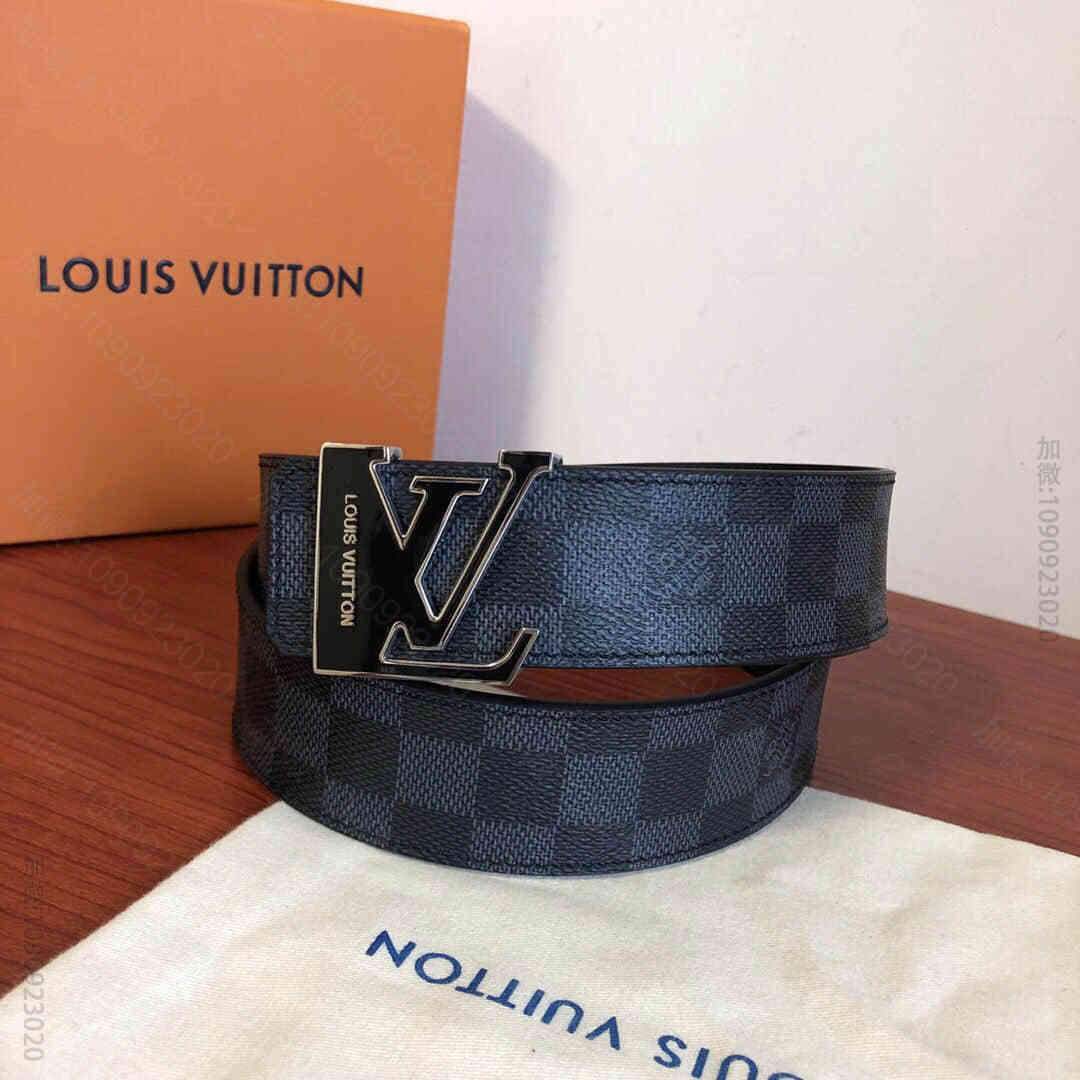Louis Vuitton路易威登 精钢字母滴胶扣棋盘格/老花男士3.8cm...