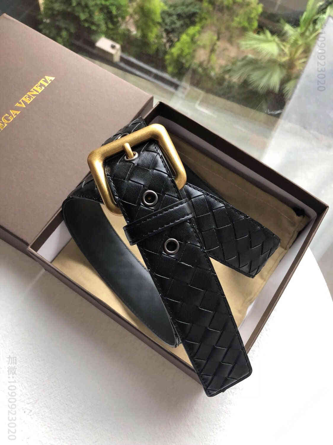 BOTTEGAVENETA葆碟家牛皮编织工艺结合复古针式扣头男士腰带宽度38mm