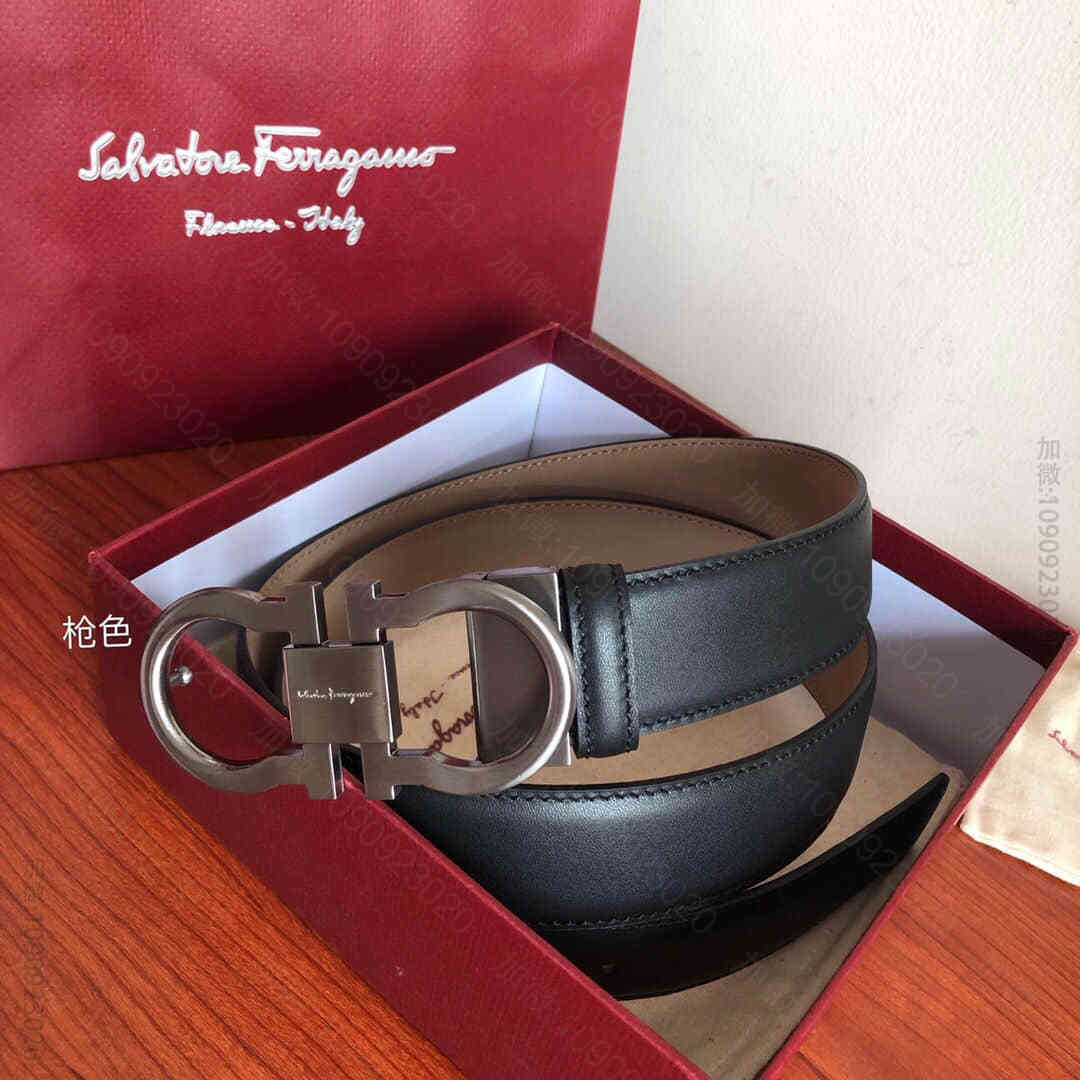 SalvatoreFerragamo菲拉格慕男士3.5cm精致双圈金属夹扣，...