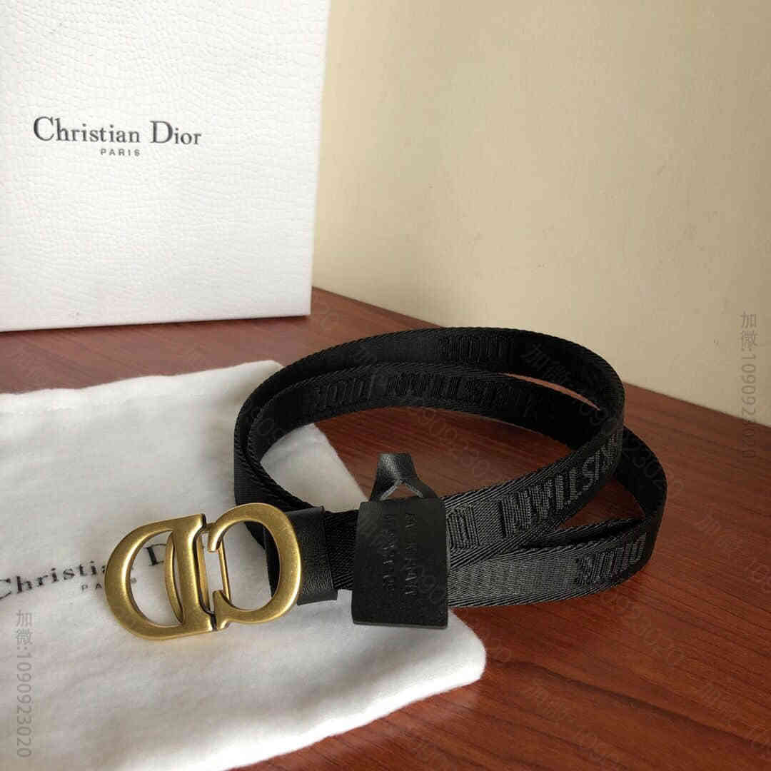 Dior迪奥女款黑金复古CD字母logo腰带