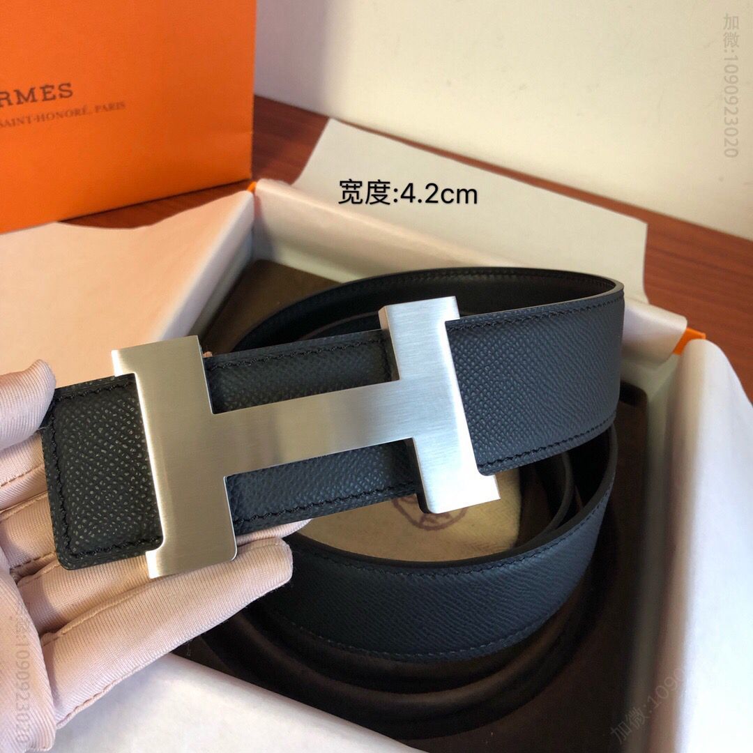 Hermes爱马仕 4.2cm金色银色焊点金属扣男款腰带