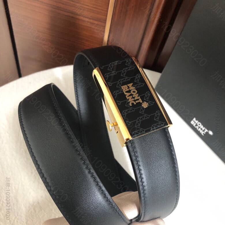 万宝龙经典休闲商务黄铜滴胶树脂工艺自动五金双面进口牛皮腰带