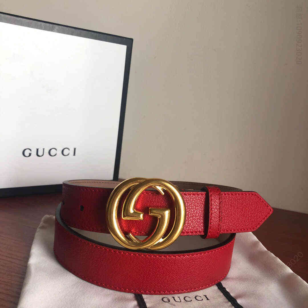 女款3.0cm宽度互扣式G带扣牛皮腰带