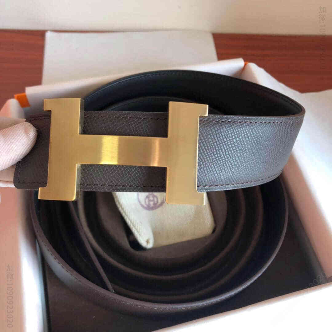 Hermes爱马仕 精钢四角拉丝焊点金属扣，搭配手掌纹原版皮腰带男款3.8cm