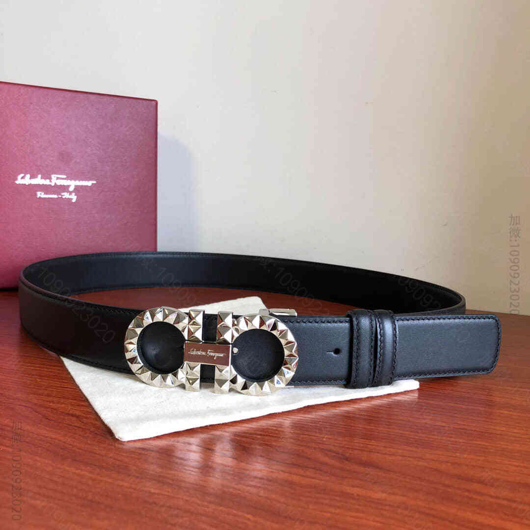 SalvatoreFerragamo菲拉格慕男士3.5cm精致双圈金属夹扣，...