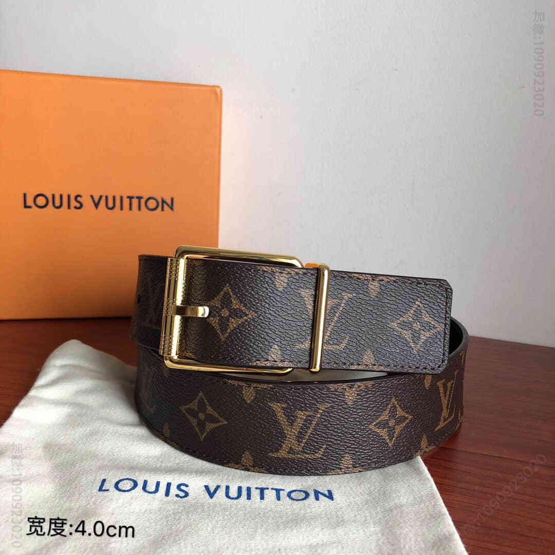 LV路易威登Damier Print 40mm Reversible 经典格子/老花旋转针式金属扣双面用腰带