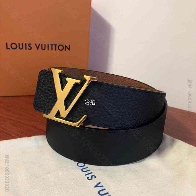 LOUIS VUITTON路易威登专柜挂扣款双面荔枝荔枝黑色/土黄双面腰带
