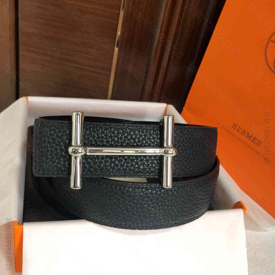 Hermes新款H dAncre 皮带扣原版皮荔枝腰带38毫米