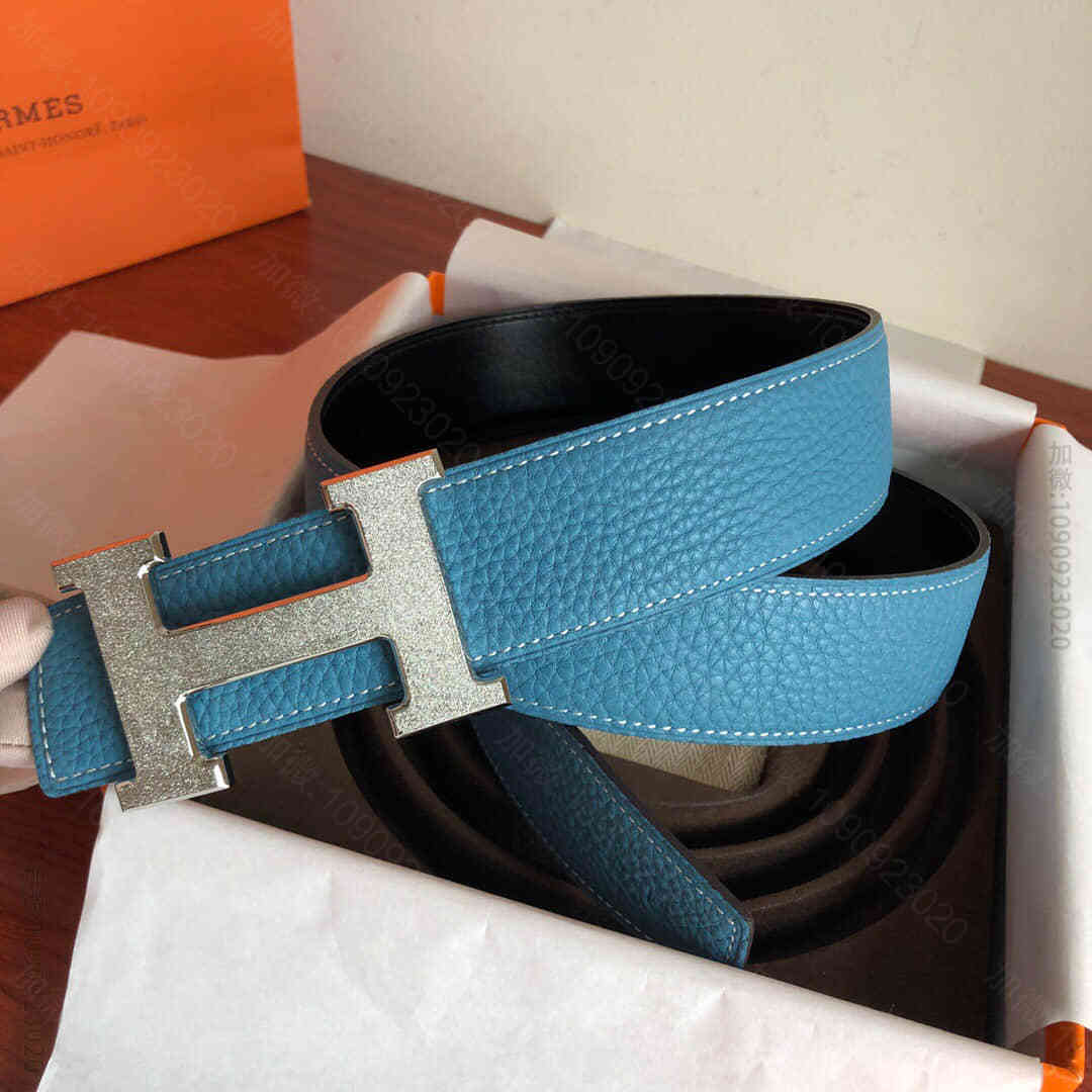 Hermes爱马仕 精钢h滚砂金属挂扣，搭配双面原版皮男款3.8cm腰带