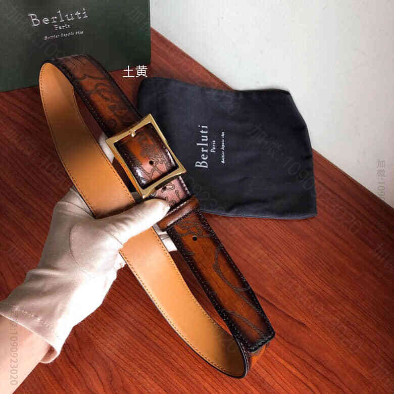 Berluti伯鲁提(又译:伯尔鲁帝)采用35mm精钢针式金属扣男士腰带