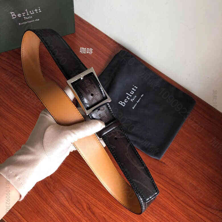 Berluti伯鲁提(又译:伯尔鲁帝)采用35mm精钢针式金属扣男士腰带