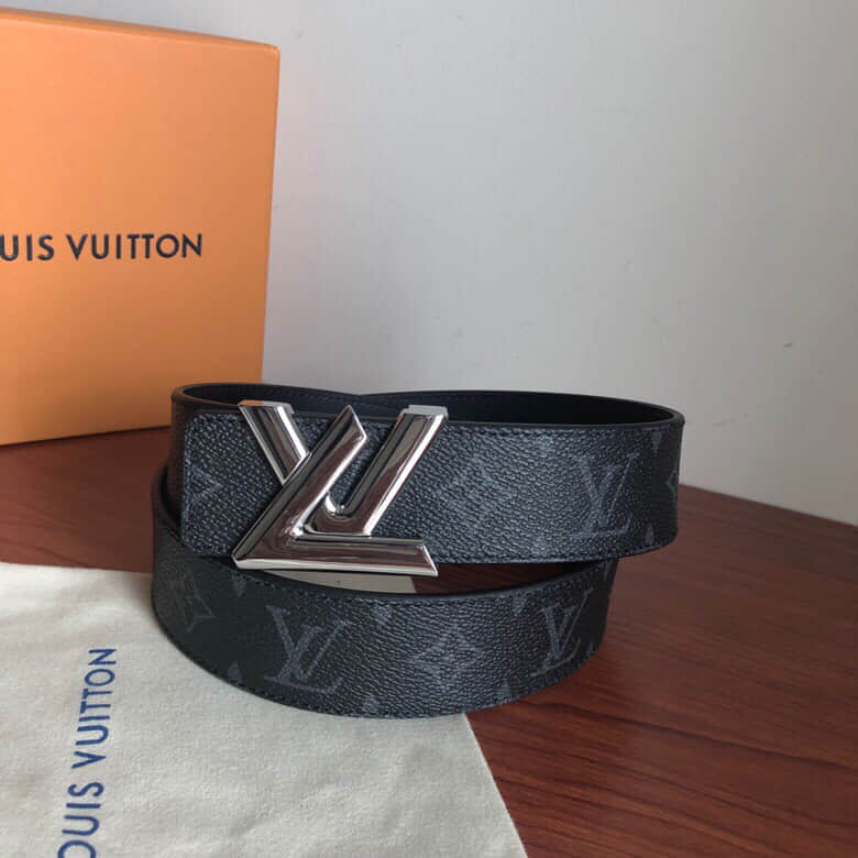 Louis Vuitton路易威登 专柜款金属扣头层皮底棋盘格/老花男士3.8cm腰带